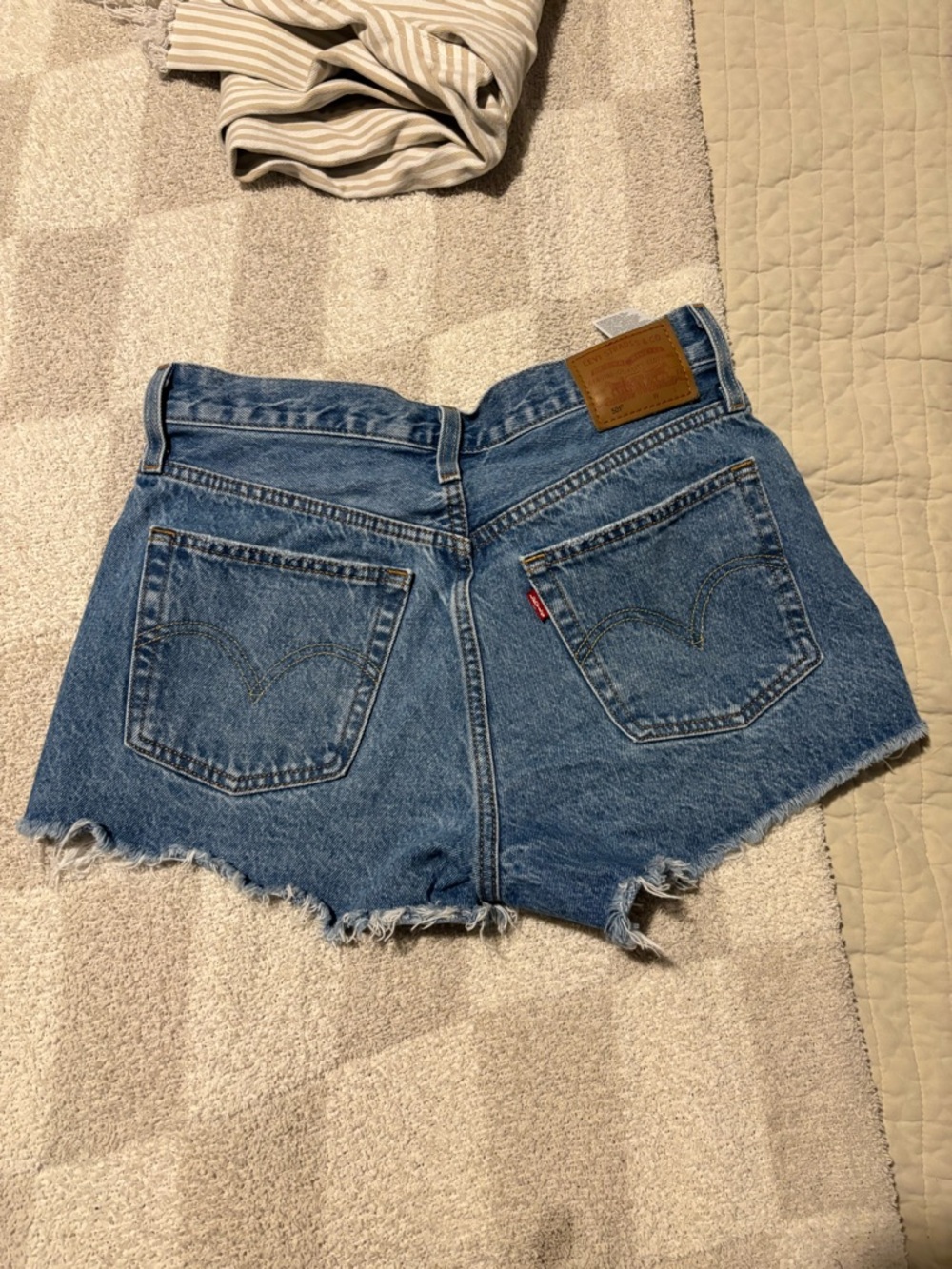Levi's Blue High-Rise Denim Cutoff Shorts